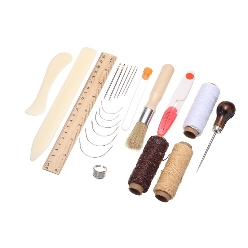 26Pcs Boekbinden Kit Bone Map Papier Creaser Gewaxt Draad Voor Diy Hand Naaien Stiksels Punch Carving Lederen Craft Supplies