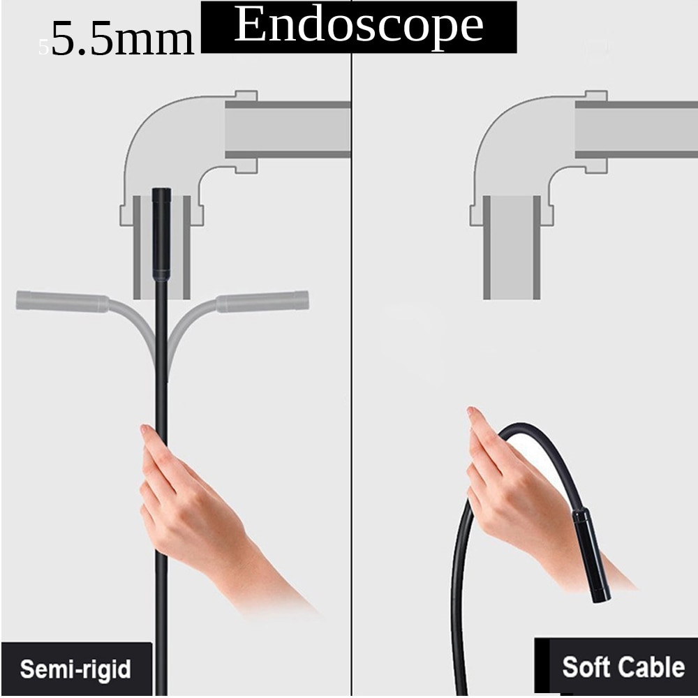 5.5mm linssiä 1m/1.5m/2m/5m kovaa kaapelia android usb endoskooppi kamera led valo boreskooppi kamera pc android puhelimeen