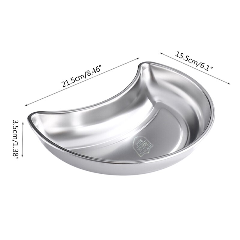 Piatti da cucina in acciaio inossidabile piatti a forma di mezzaluna piatti impilabili Snack piatti piatti in stile europeo