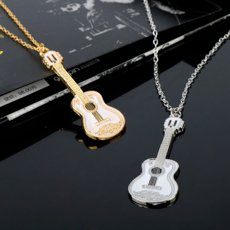 Collier chaîne avec pendentif guitare pour hommes et femmes, bijoux à la