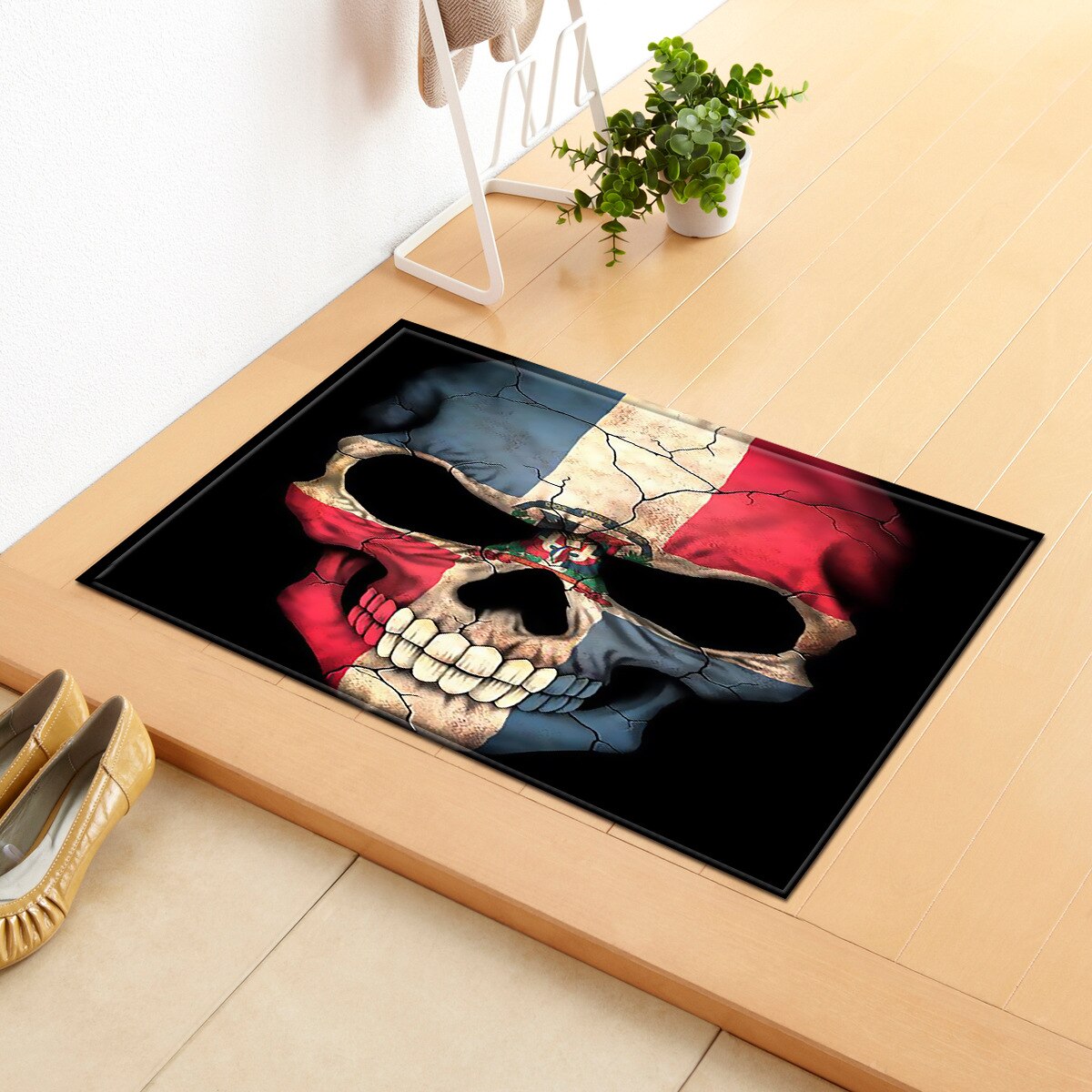 Zeegle skull trykt dørmåtte kontorstol gulvmåtter gang tæpper skridsikker badeværelse måtter køkken tæppe soveværelse sengebord tæpper: Kranium 11 / 50 x 80cm