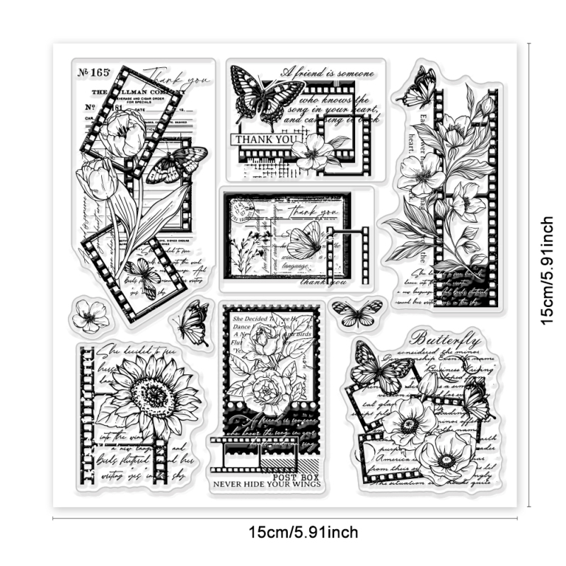 1Sheet Trees Clear Stamps for DIY Scrapbooking Crow Birds Silicone Clear Stamp Seals 15x15cm Transparent Stamps for Cards Making: Beige