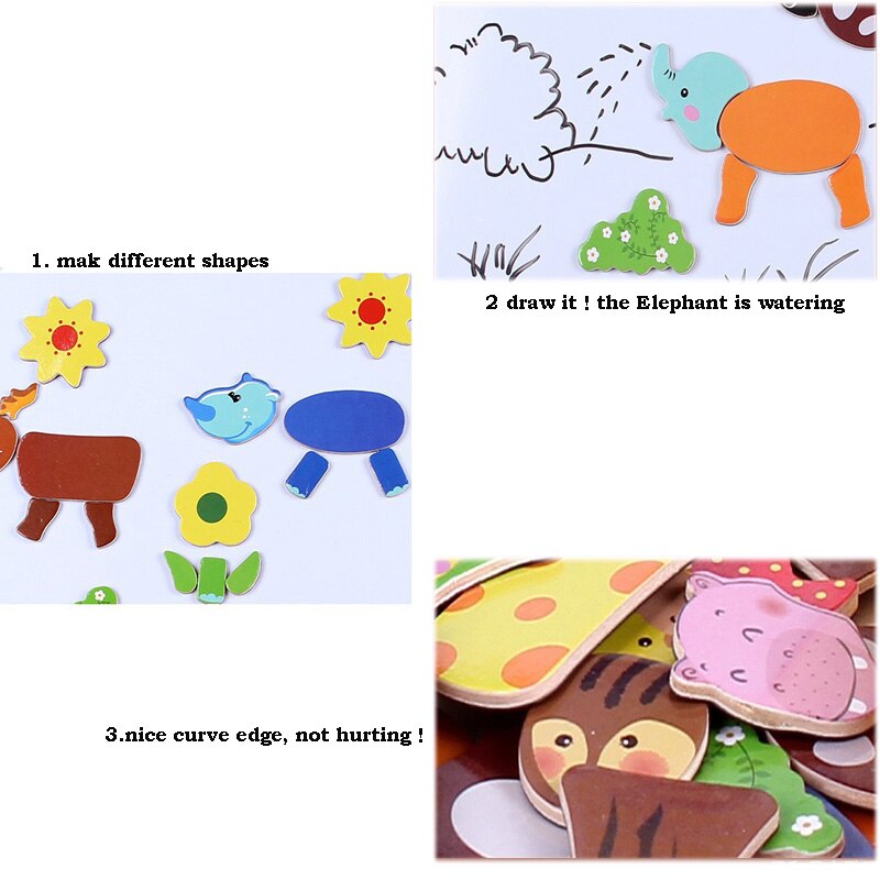 Magnetische Puzzels Speelgoed Voor Kinderen Kids Educatief Houten Puzzel Speelgoed 3d Puzzel Dieren Board Games Tekentafel Schrijven 152