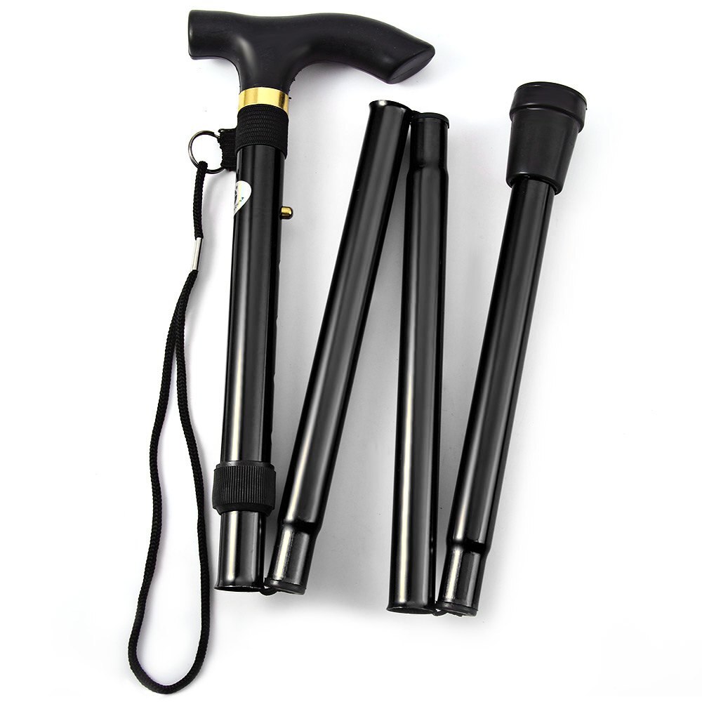 Outdoor Aluminum Alloy Folding Rod Hand Stick Walking Hiking Climbing Sticks Trekking Trail Crutch Ultralight Adjustable Canes