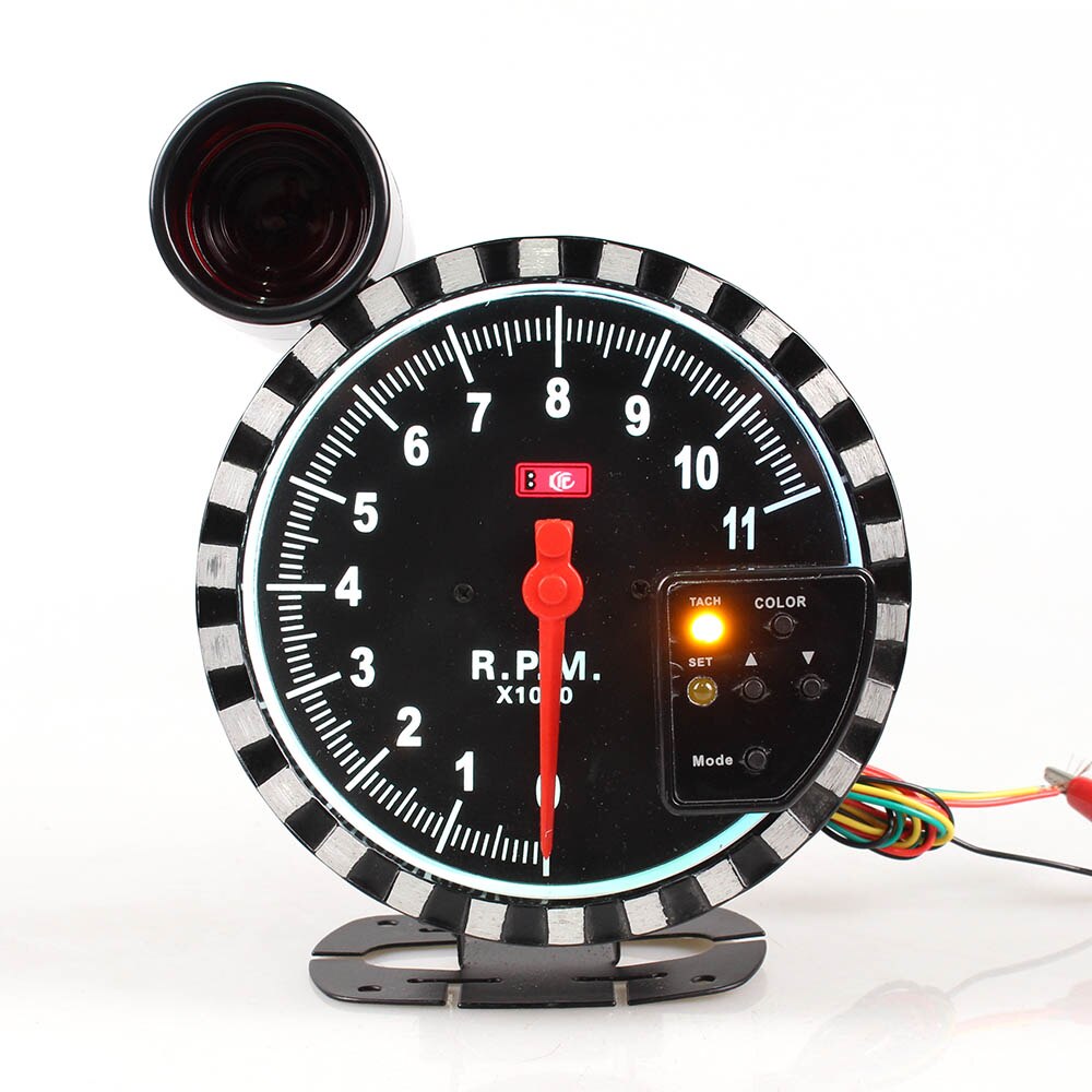 5 Inch RPM Gauge 11000 Tachometer Stepper Motor Meter with Shift Light Work For 1-10 Cylinders Car