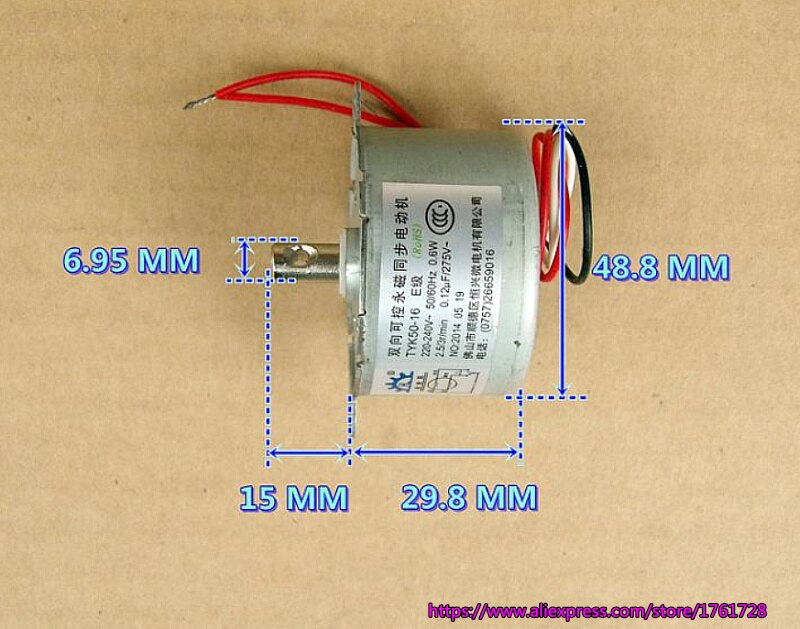 Diameter 50mm 50KTYZ Permanent magnet synchronous motor 220V 2.5RPM 0.6W AC motor low noise ~