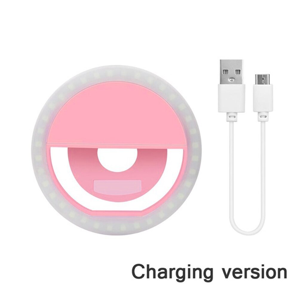 Mini Ring Light Phone Mounted USB Rechargeable with 36 LEDs 3000K-5000K Dimmable Selfie Enhancing Fill Light for Phones iPad: Pink
