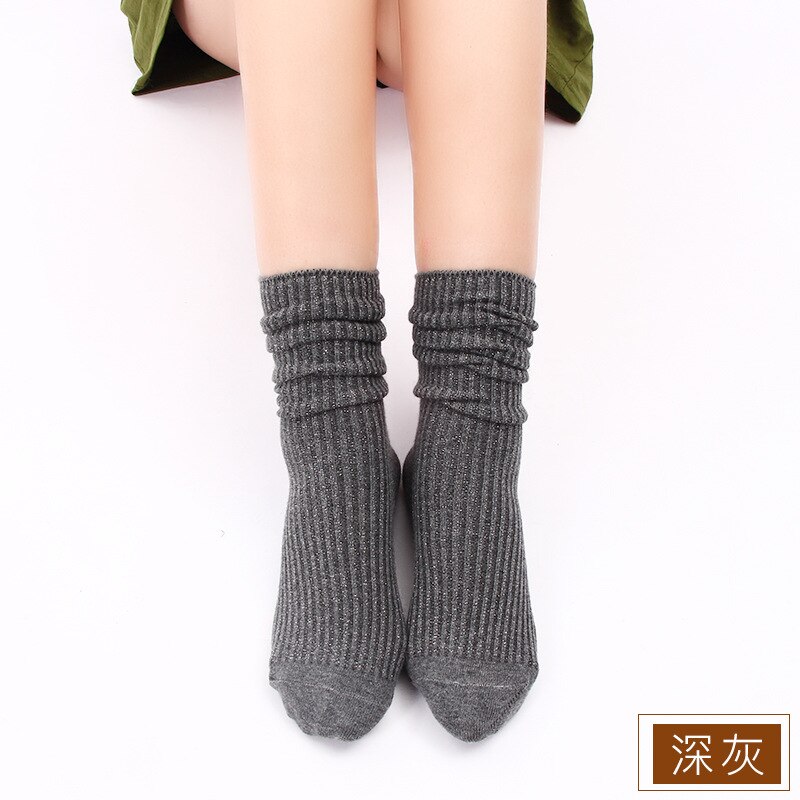 Dianruo harajuku sjove sokker kvinder bomuld chaussettes kvindelige faste sokker damer ensfarvet retro sen stablet sokker  n370: 4