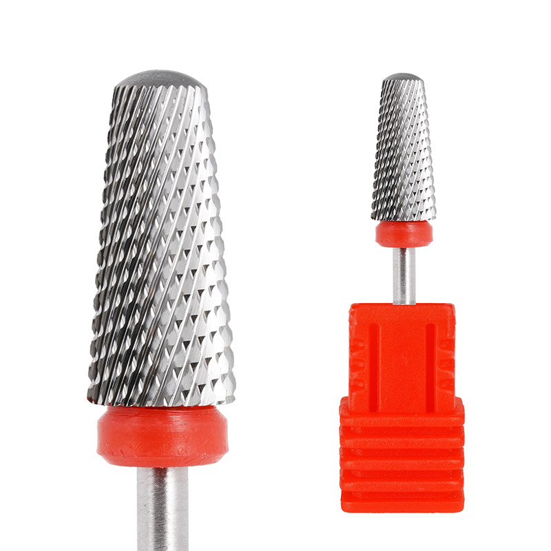Brocas para uñas de acero de tungsteno 5 en 1, fresa para taladro eléctrico para uñas, máquina de manicura, accesorios para lima de uñas, broca: Color rojo