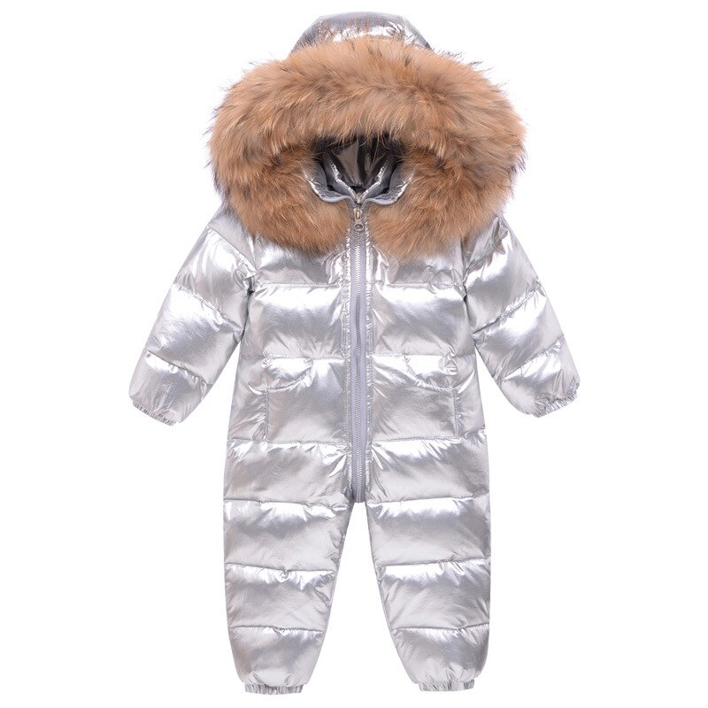 90% Duck Down Winter Jacket Overalls Baby Kleding Kleding Snowsuit Voor Kinderen Meisje Jas Park Zuigelingsjongen Pak Sneeuw dragen: Silver / 18m