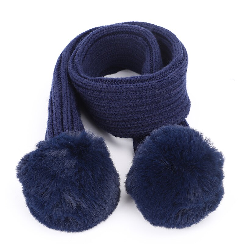 Bufanda de punto con pompón de Color sólido para niños, bufandas de algodón para niño y niña, envolturas de pañuelo de lana para bebé, novedad de