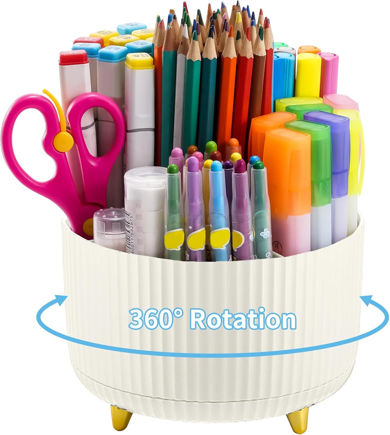 Desk Organizer, 360-Degree Rotating Pen Holder for Desk with 5 Compartments Pencil Organizer, Storage Box Caddy for Office, Home: plum