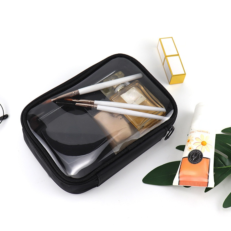 Waterdichte transparante make-up tas Dames make-up tas Reisrits Duidelijke make-up Beauty Wash Organizer Badtoilettassen Kit: Black