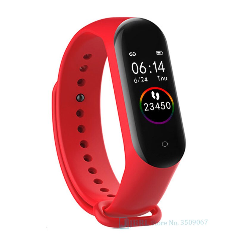 Armband män kvinnor smart klocka telefon android ios blod smartband musik spela kontroll tryck övervaka hjärtfrekvens smart band: Röd