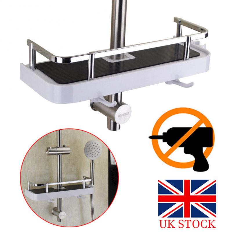 Adjustable Bathroom Pole Caddy Shower Shelf Organizer For Shower Head Shampoo Tray Holder Shower Storage Organizer Supplies