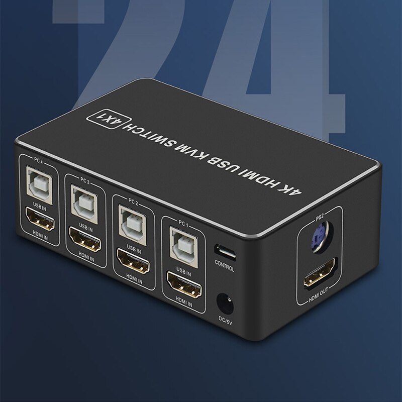 4 in 1 Hdmi Kvm Switch Output 4 Port 4K Kvm Converter 4 Computers Share a Screen