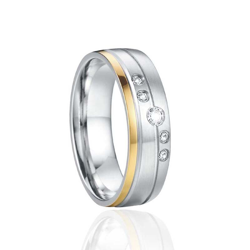 Alliance acier inoxydable bijoux mariage anneaux ensemble son et son couple bague pour hommes et femmes d'anniversaire amoureux: 5 / women P1412Y