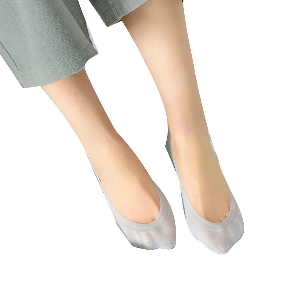 Sommer ultra tynde sokke hjemmesko til kvinder low cut ensfarvet usynlig træningssko ballerina footsies bløde bådstrømper strømper: Grå