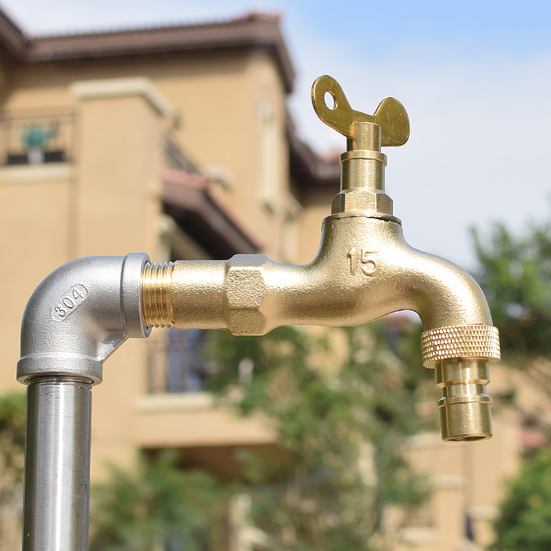Wall Mount Brass Bibcock Washing Machine Tap Outdoor Garden Faucet With Lock Washing Machine Faucet car wash Faucet