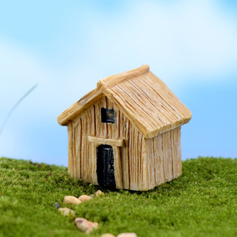 Platteland Houten Huis Kamer Classic Houten Woningbouw Dorp Afzondering Ambachten Figuur Ornament Miniaturen DIY Decoratie