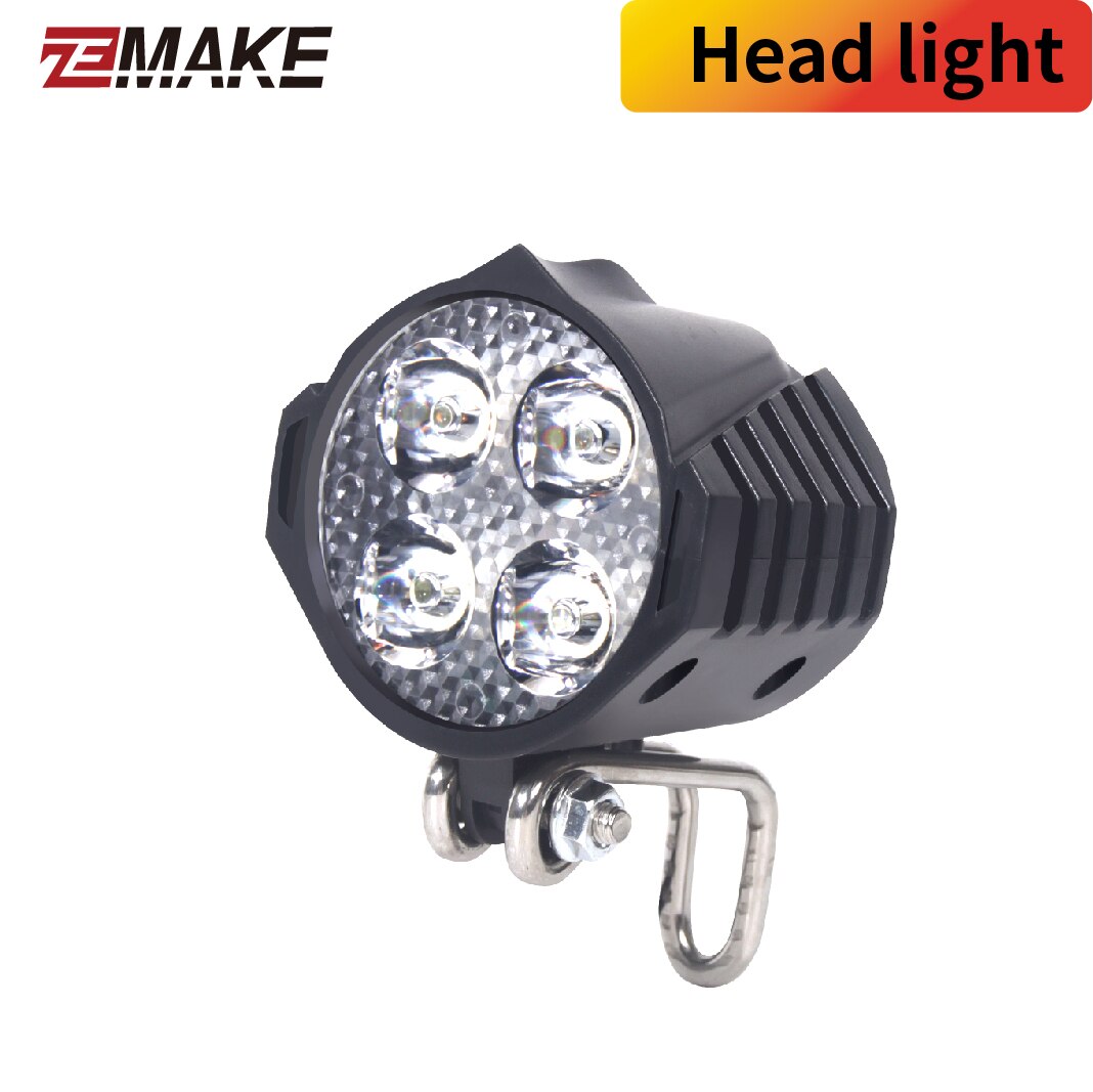 Elektrische Fiets 24/36/48V/60V Koplamp Voor Staart Achter Waarschuwingslichten Led Night spotlight Koplamp Fietsen Ebike Zemake: Head light