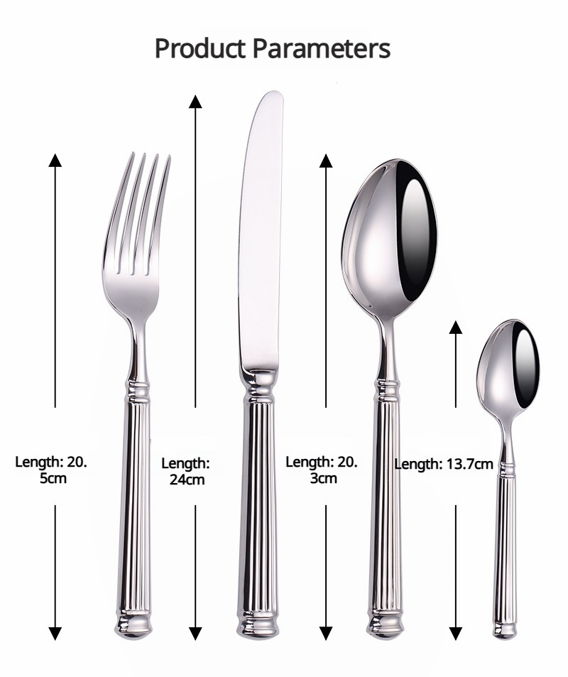 Couverts de luxe en acier inoxydable 18/10, vaisselle en argent, couteau cuillère fourchette couverts de cuisine lavable au lave-vaisselle 4 pièces