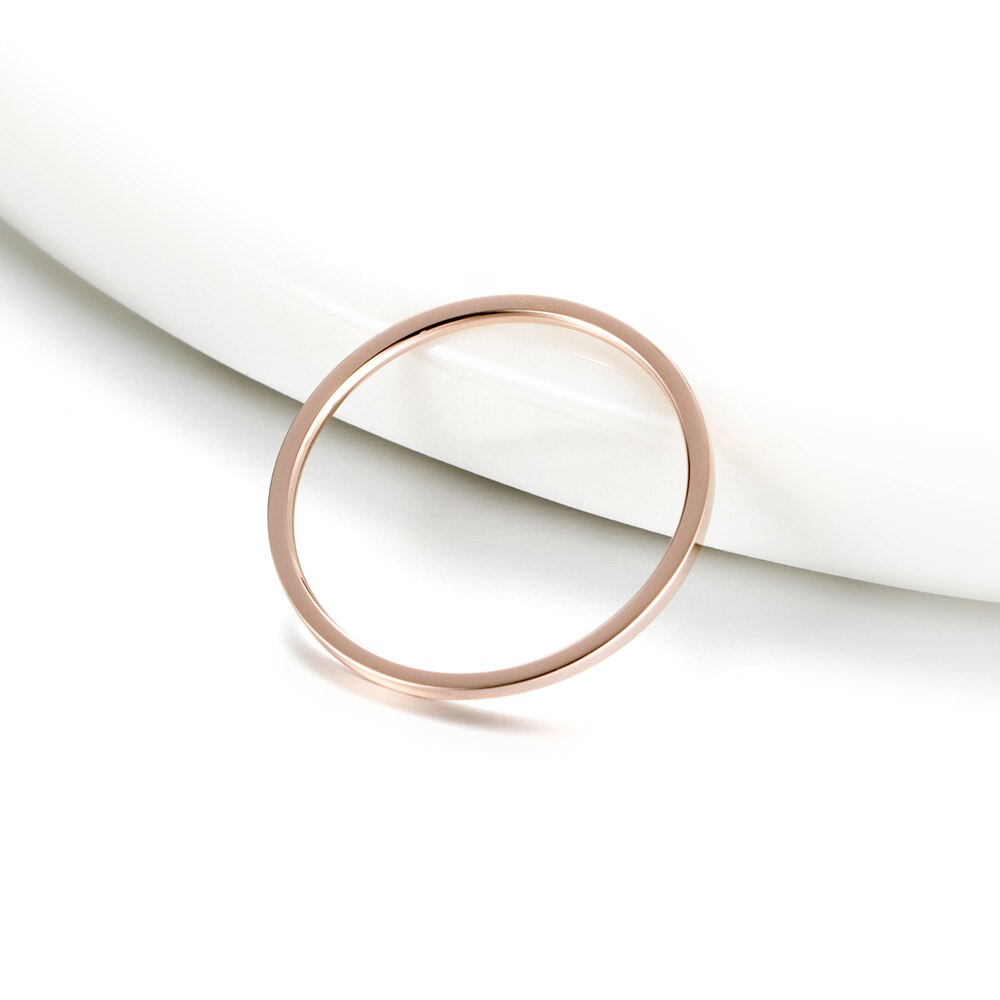 Eenvoudige dunne smalle titanium ring roségoud/zilverkleurige ringen voor vrouwen trouwring geometrische staartring sieraden