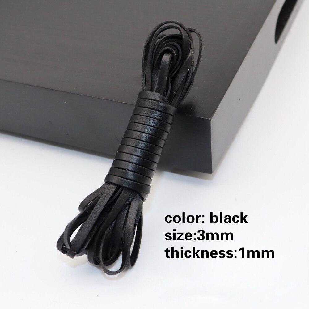 5 metrów czarny/brązowy/kawa 3mm okrągły/płaski skórzany sznurek do biżuterii ciąg koronki liny naszyjnik DIY bransoletka znalezienie: black 3x1mm
