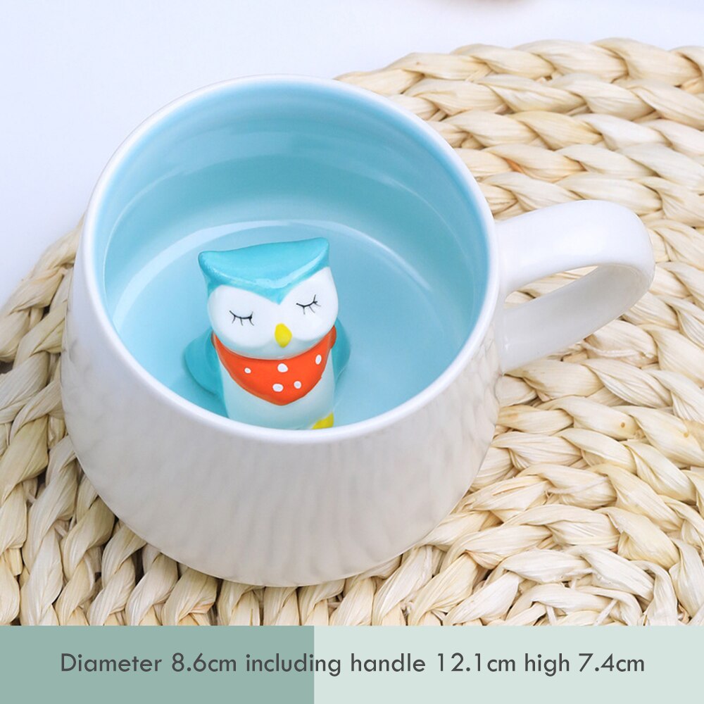 Taza de cerámica con forma de Animal en 3D para café, Panda, vaca, variedad de animales tridimensional, de cumpleaños: E