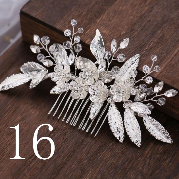 Women Bridal Ivory Red Flower Hair Comb Crystal Tiara Pearls Gorgeous Hair jewellry Wedding Party Decoration Accessories