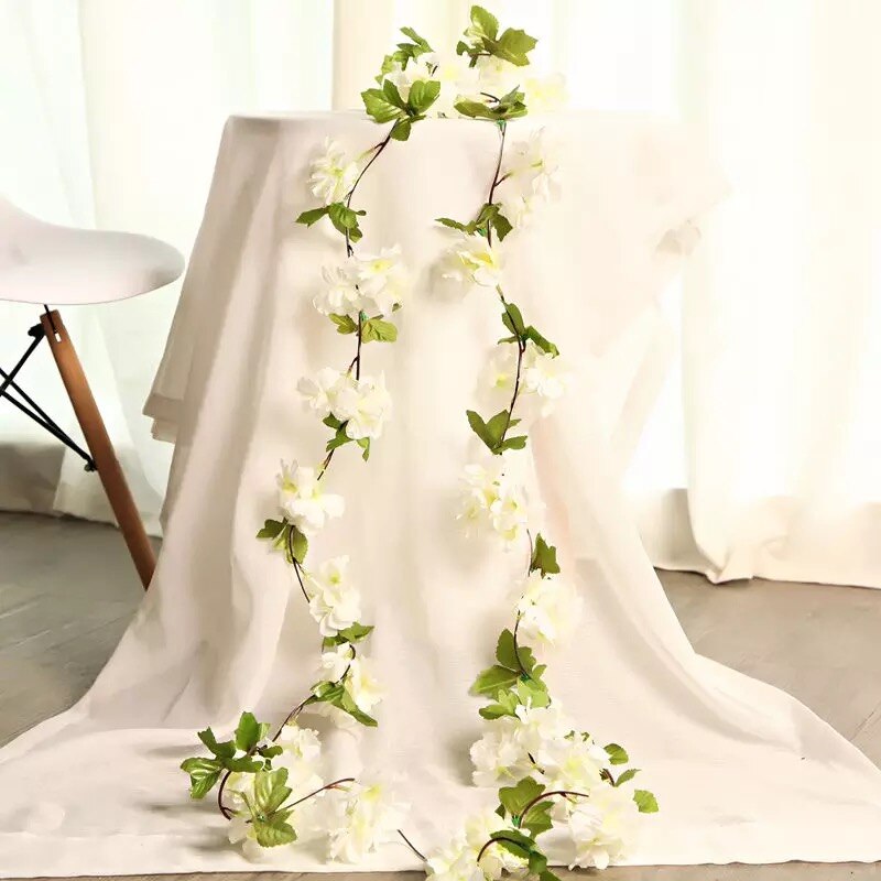 Htmeing kunstige blomster kirsebærblomst vin bryllup indretning diy rattan krans blomster vin fest hjem havedekoration