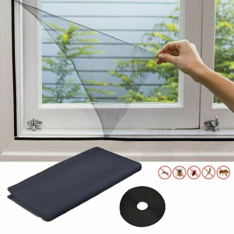 Indoor Insect Fly Screen Curtain Mesh Bug Mosquito Netting Door Window Anti Mosquito Net For Kitchen Window: Black / 1.3x1.5m