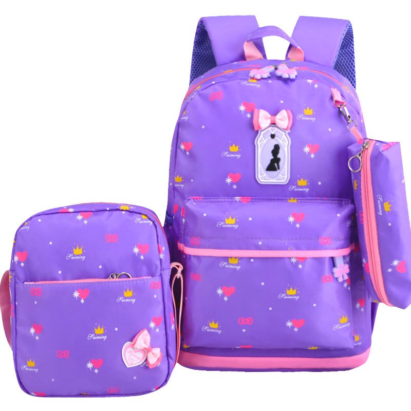 3 stks/set Leuke Boog School Rugzak Voor Meisjes Afdrukken Meisjes School Tassen Kids Rugzak Meisjes Student Schooltassen Student Mochila