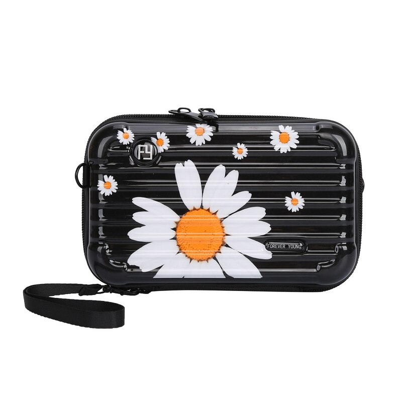 Cosmetische tas voor dames, was- en reistas, zwart, rood, borstzak, diagonaal, koreaans, schattig, handtas met handvat: Zwart