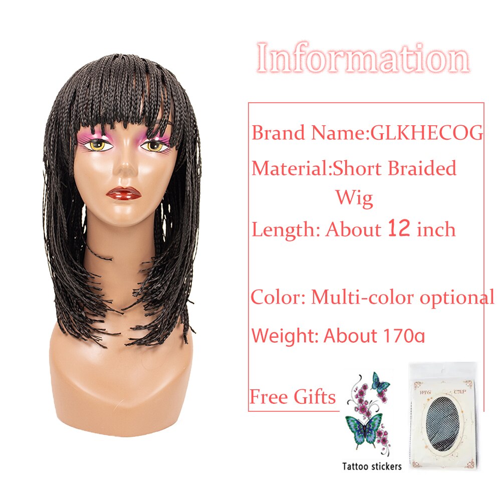 Cheveux Tressés synthétiques Boîte Tresse Perruques Pour Femmes Tresse Africaine Perruque Pas Cher Perruques Tressées Synthétiques Bob Perruque Perruques Tressées