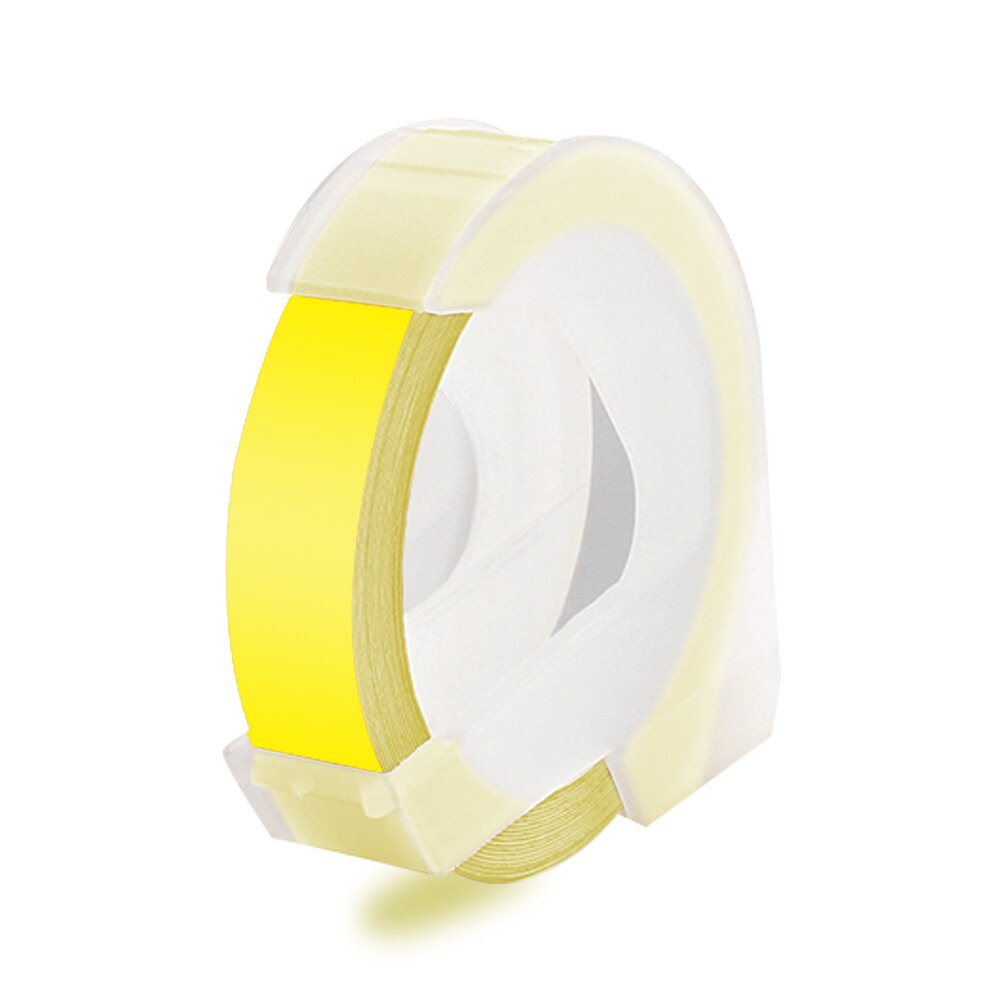 1 roll 9MM Compatible for Dymo 3D Plastic Embossing Tapes for DYMO 1011 1610 12965 MOTEX E101 Label Makers: White on Yellow