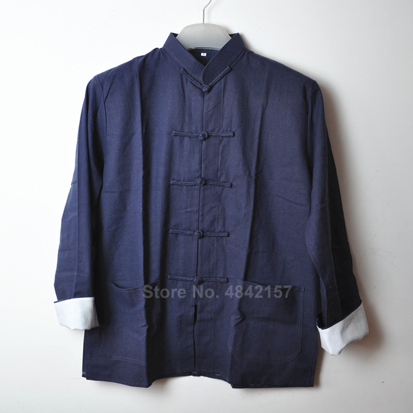 Katoen Linnen Chinese Traditionele Kostuums Tang Pak Voor Mannen Retro Vintage Jasje Shirt Knoop Knop Mandarijn Kraag Tops Outfits