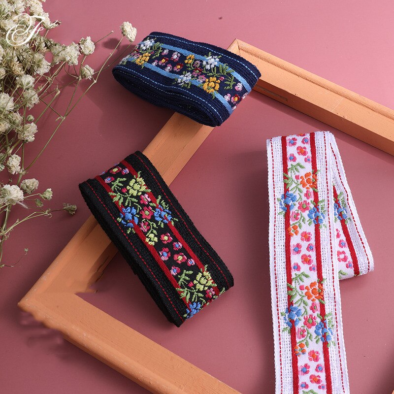 3Meter Etnische Stijl Borduurwerk Jacquard Singels Pastorale Kant Hoed, Kleding Accessoires, Decoratieve Riem Accessoires