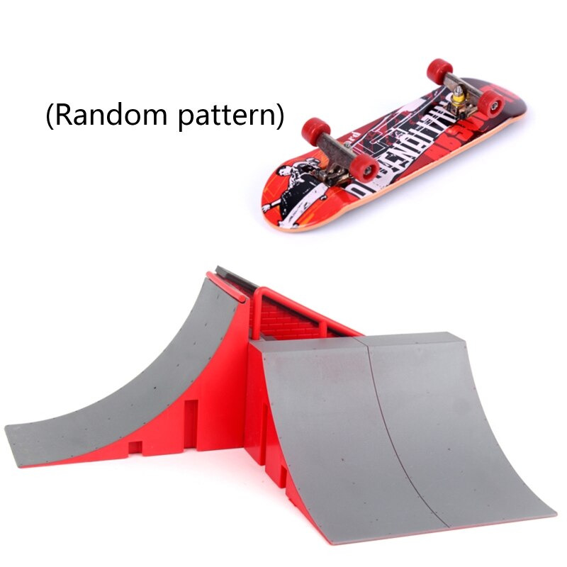 Finger Skate Park Kit Ramp Part with 1 Finger Skateboard Mini Scooter Scene Prop