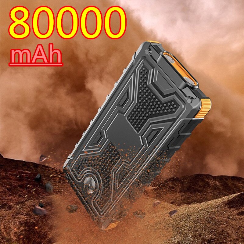 Solar- Energie Bank Wasserdicht 80000mAh Solar- Ladegerät USB Hafen Externe Ladegerät für Xiaomi 5S Smartphone Energie Bank mit LED Licht