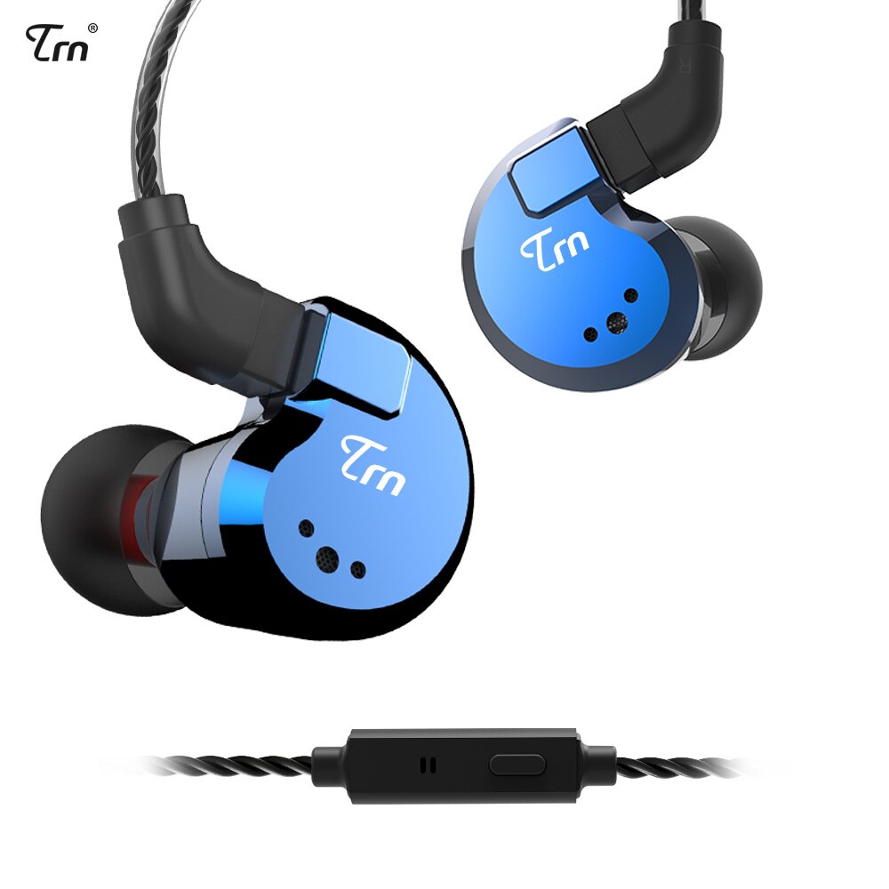TRN V80 2BA + 2DD Hybrid Metall In Ohr Kopfhörer IEM HIFI DJ Monito Laufende Sport Kopfhörer Ohrstöpsel Headset 2Pin abnehmbare TRN V30: Blue with mic