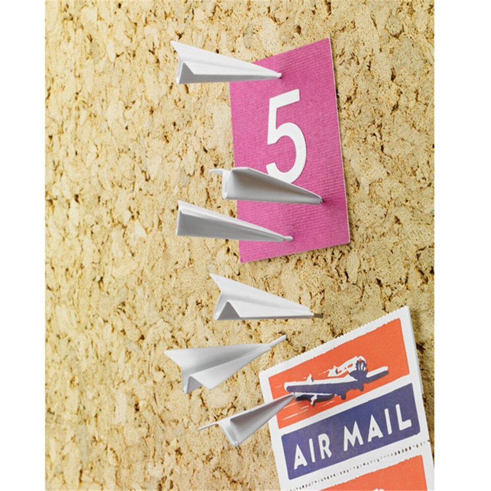 Chinchetas en forma de avión para el hogar, chinchetas de pared para oficina, 6 uds.