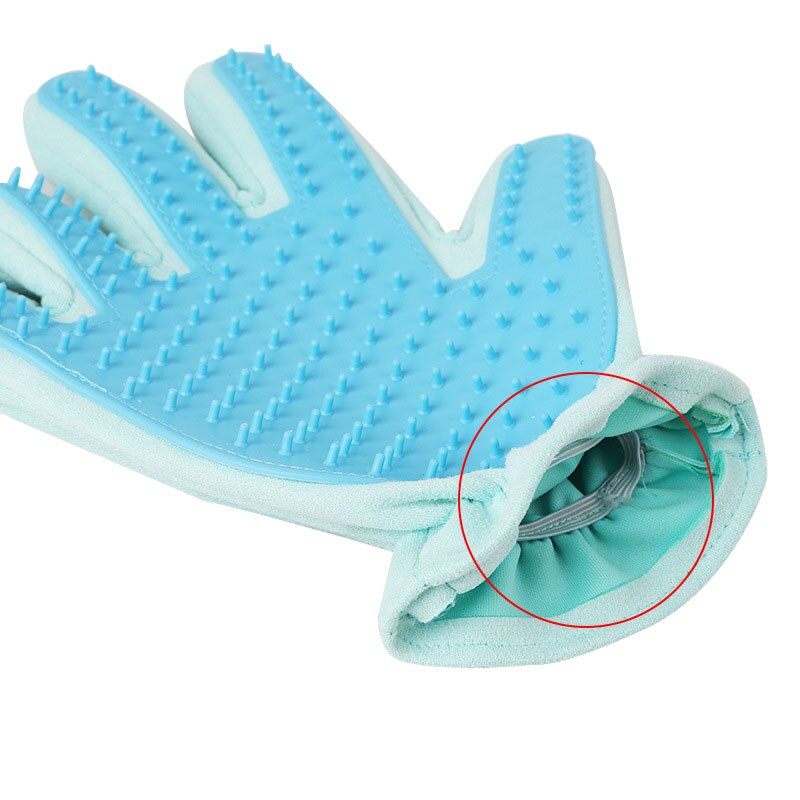 Guante azul de silicona para mascotas, guantes para eliminar el vello del gato, cepillo para gatos, cepillo para el baño de perros, cepillo para eliminar el pelo de los dedos