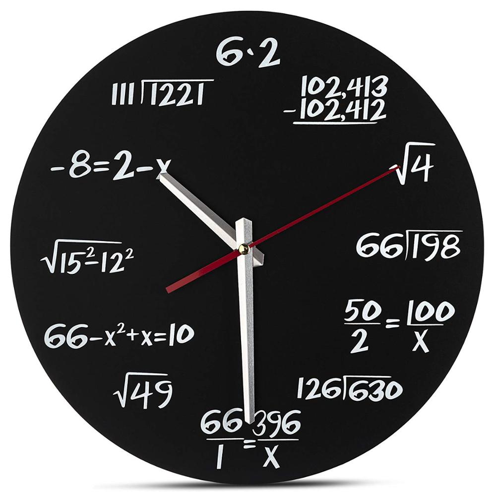 13inch Unique Math Wall Clock Circular Mathematical Equations Clock On The Wall For Classroom Office Home Decoration