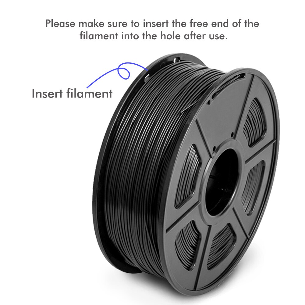 Filament pour impression 3D, consommable d&#39;imprimante en PETG, couleur noire, 1.75mm de diamètre, 1KG/2,2 lbs, offre spéciale