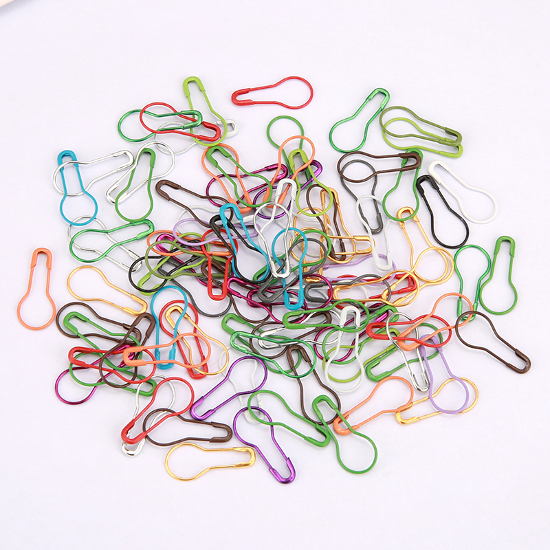 100/200/300Pcs Cucurbit Pear Shaped Metal Safety Pin DIY Clothing Sewing Markers Crochet Tools Needle Clip: Dark Grau