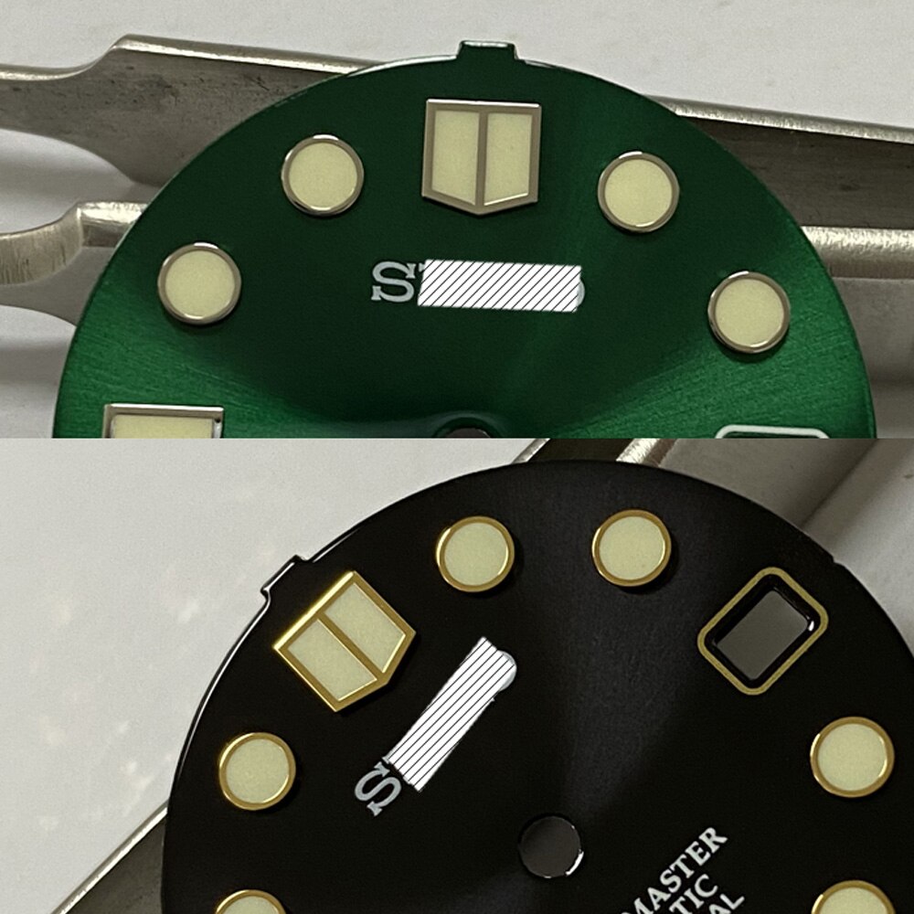 Horloge Onderdelen 28.5Mm Zwart/Green Dial Luminous Marks Duikhorloge Wijzerplaat Geschikt Voor NH35 Automatische Beweging