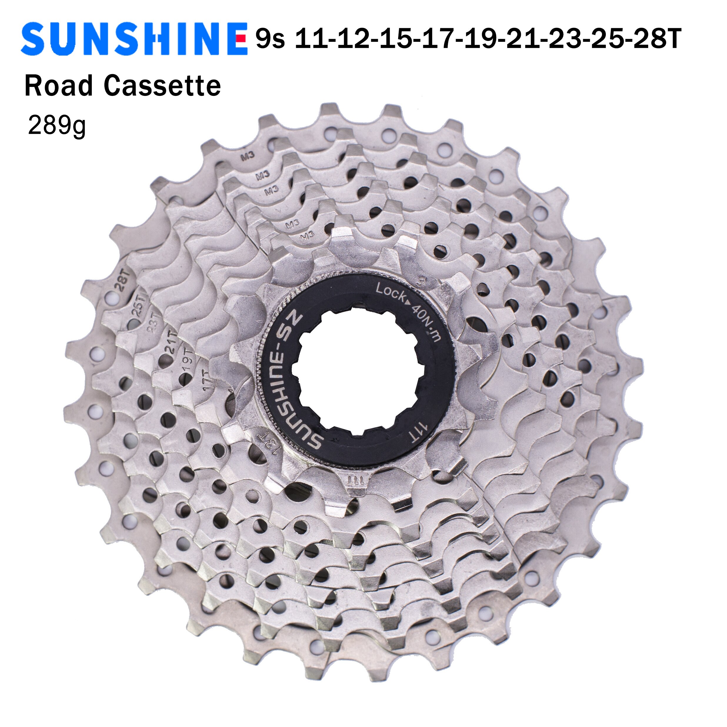 SUNSHINE-sz 9 10 Speed Bicycle Flywheel Cassette 11-28T 9v Road Bike Variable Speed Cassette 28T For 105 SUMC 9 Speed Chain: 9s 11-28T cassette