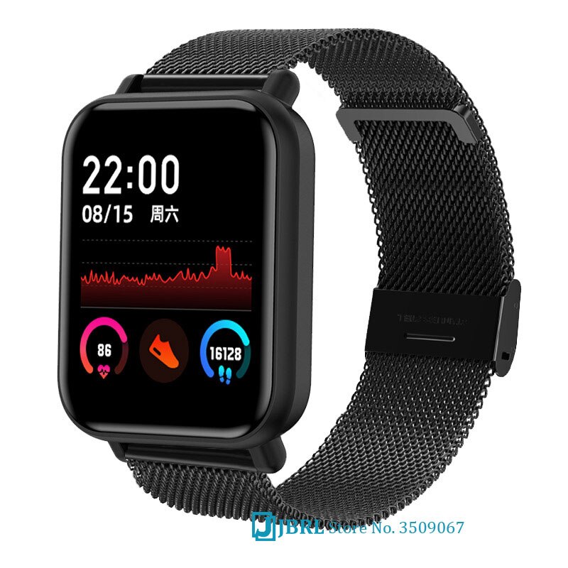 Melhor banda inteligente dos homens das mulheres pulseira inteligente rastreador de fitness para android ios smartband moda toque completo pulseira de pulso inteligente banda: steel black