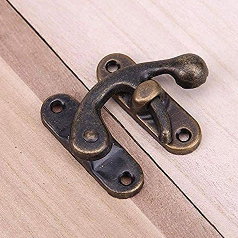 Antique Brass Metal Bronze Hook Purse Hasp Lock Vintage Wooden Jewelry Box Latches Clasp Hasps Buckle